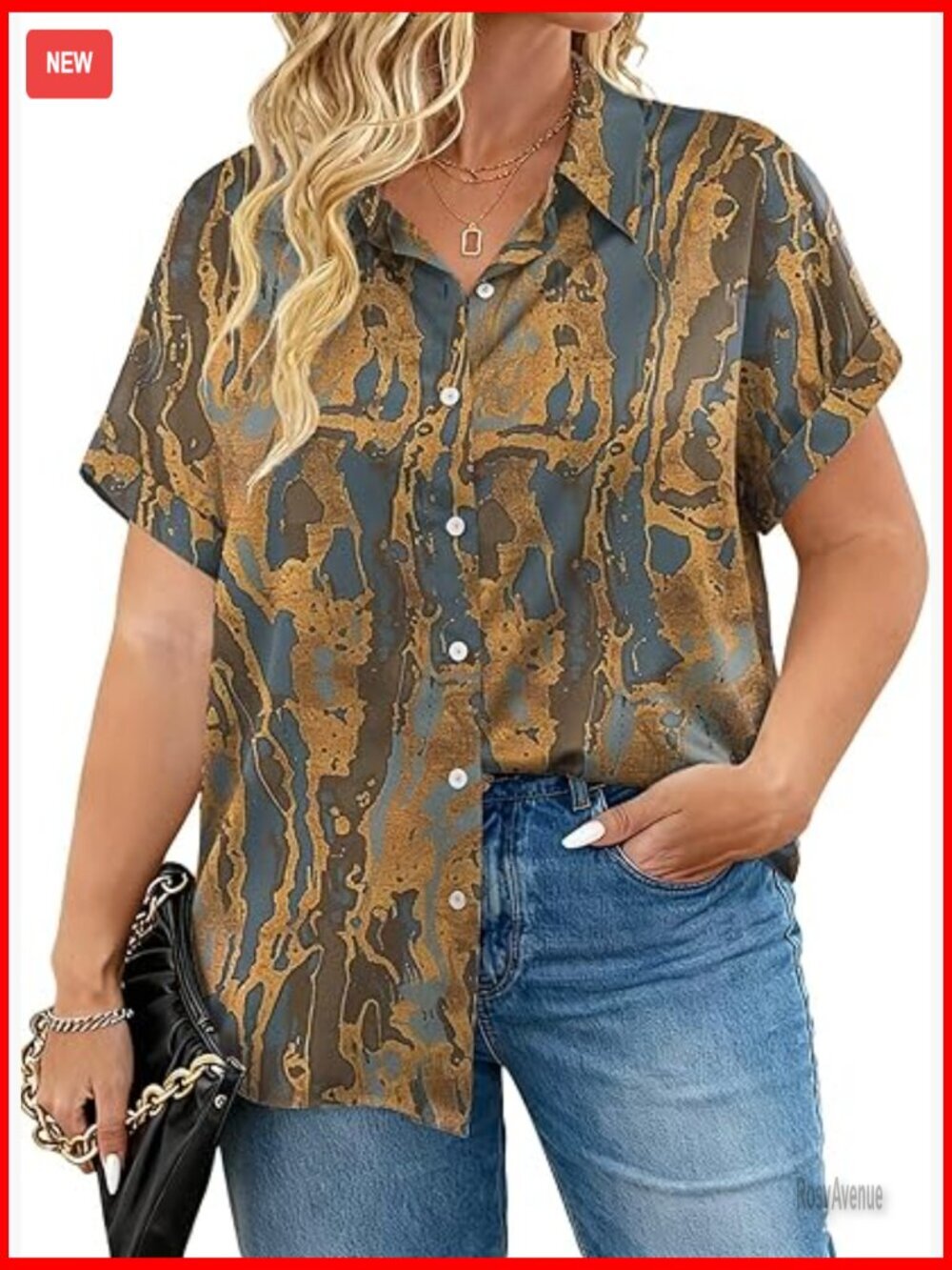 Plus Size Summer Tops Women Trendy Collared V Neck Short Sleeve Blouses